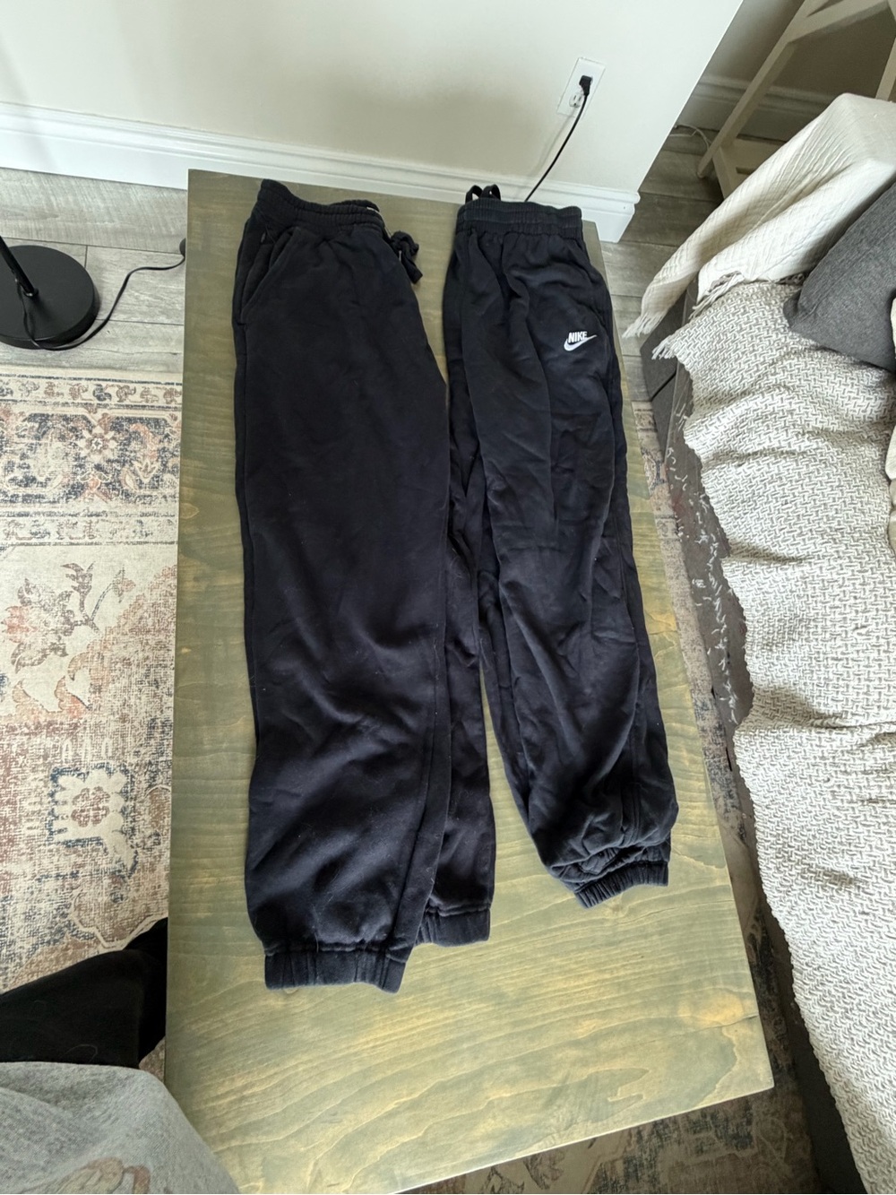 Nike Black Kids Jogger Sweatpants with White Swoosh